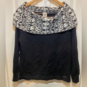 Anne Klein Women's Black Ivory Off Shoulders Sweater Top Size Large